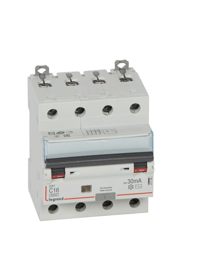 Wyłącznik Różnicowo-Nadprądowy 4P 16A C 0,03A Typ AC P314 DX3 411186 LEGRAND
