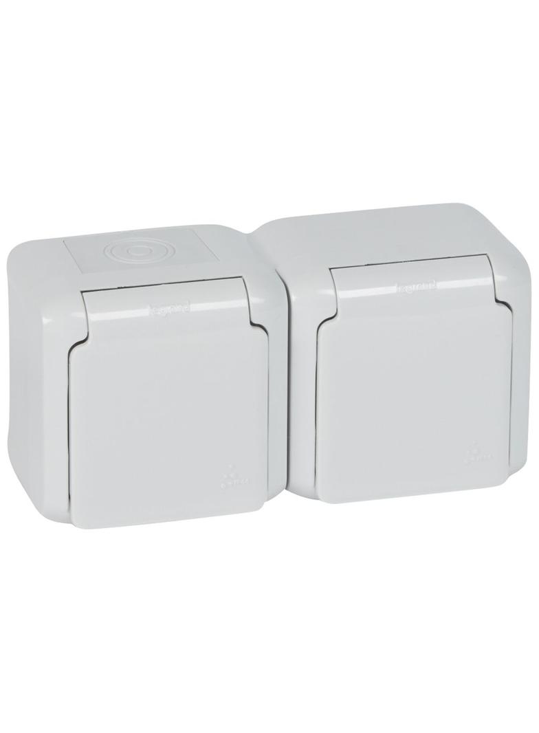 Forix IP44 Gniazdo Podwójne Z Uziemieniem 16A 250V Szare 782397 LEGRAND