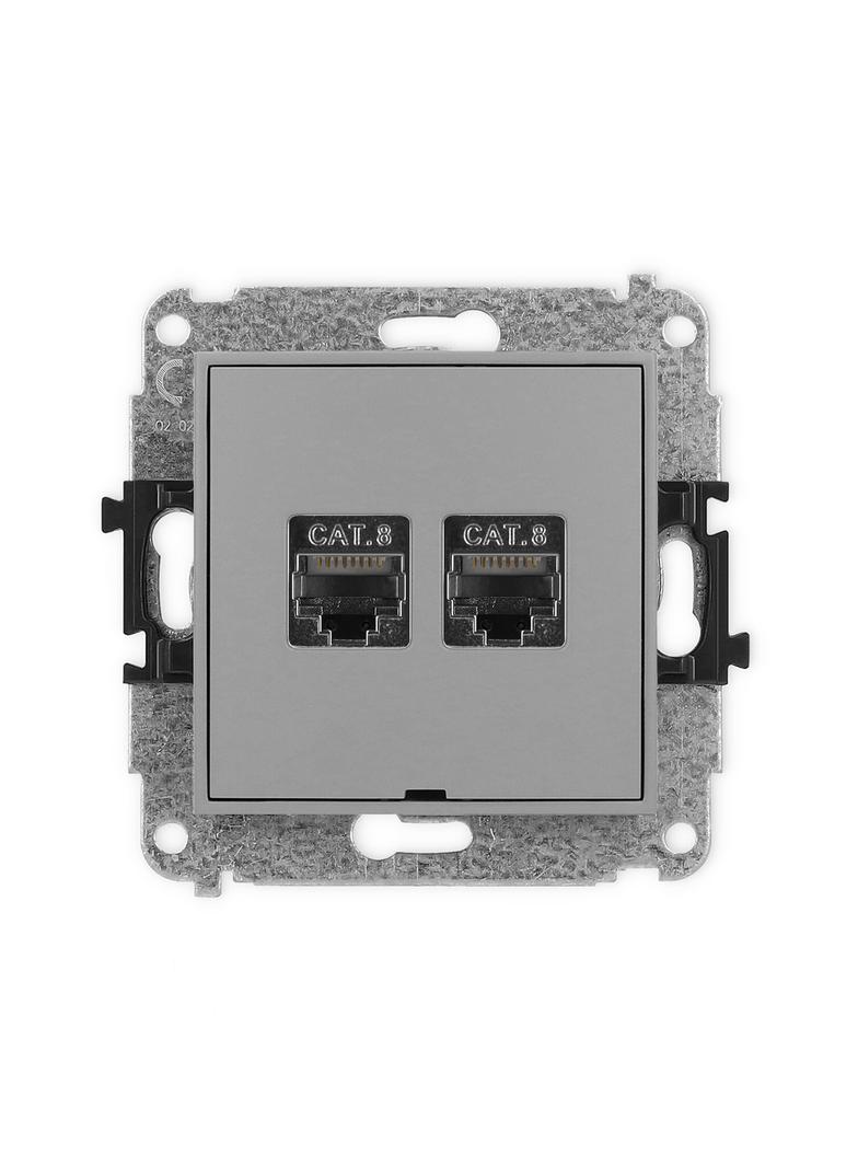 ICON Mechanizm gniazda komputerowego podwójnego 2xRJ45, kat. 8, ekranowany, 8-stykowy, bez pola opis