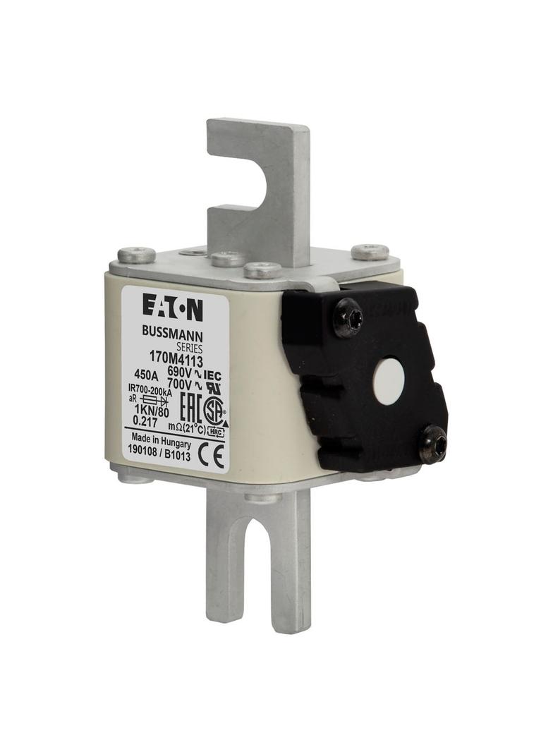 450A 690V 1KN/80 aR INDICATOR FUSE Wkładka szybka 450A AC 690V DIN 1 53x69x108 mm aR DIN 170M4113 EA