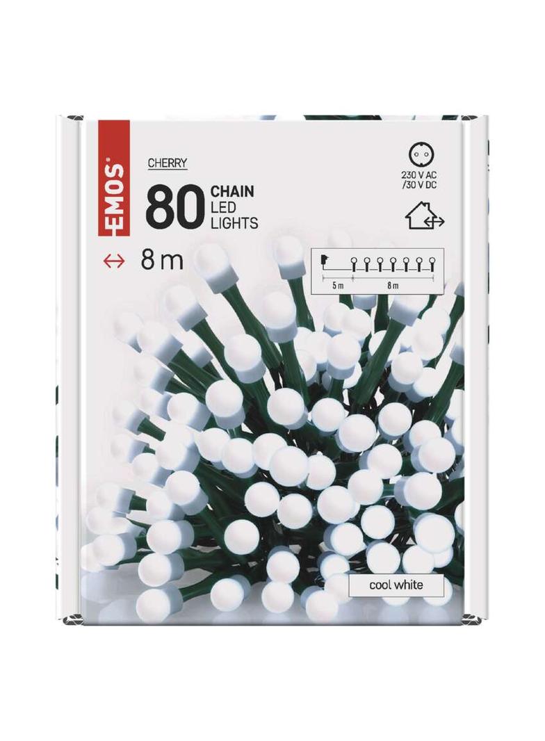 Lampki choinkowe kulki 80 LED 8m zimna biel IP44 timer D5AC02 EMOS