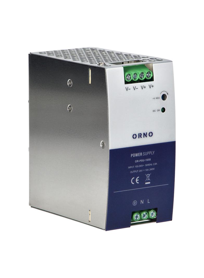 Zasilacz przemysłowy na szynę DIN 24VDC 10A 240W obudowa metalowa OR-PSU-1658 ORNO
