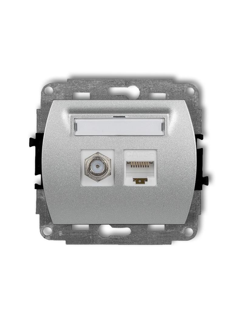 TREND Mechanizm gniazda antenowego poj. typu F (SAT) + gniazda komp. poj. 1xRJ45, kat. 5e, 8-stykowy