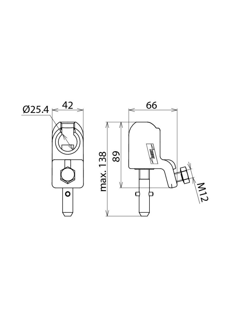 Zacisk kołpakowy zwykły, 25-150 mm2, fi 25 mm, trzpień z poprz. kołkiem