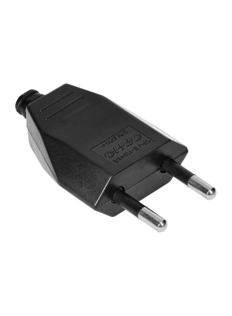 Wtyczka płaska bez uziemienia 2,5A 250V czarny poliwęglan 50 sztuk OR-AE-13241/B/50 ORNO