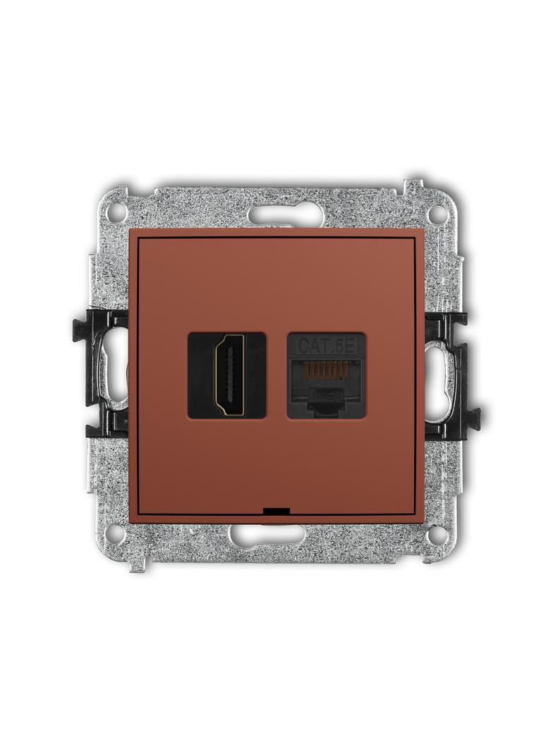 ICON Mechanizm gniazda pojedynczego HDMI 2.0, 4K + gniazda komp. poj. 1xRJ45, kat. 5e, 8-stykowy, be