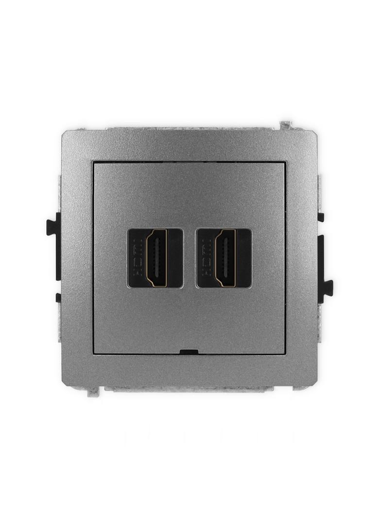 DECO Mechanizm gniazda podwójnego HDMI 2.0, bez pola opisowego grafitowy