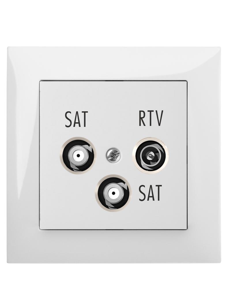 SENTIA: b/r gniazdo R-TV 2xSAT końcowe białe IP 20