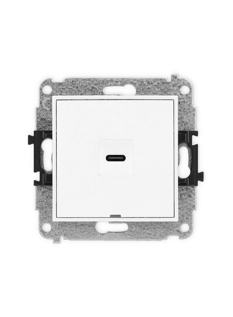 MINI Mechanizm gniazda pojedynczego 1xUSB C-C, bez pola opisowego biały