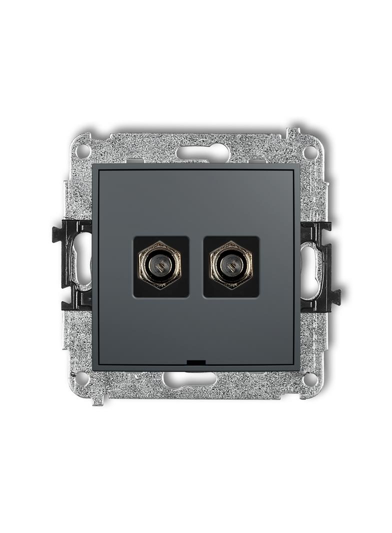 ICON Mechanizm gniazda antenowego podwójnego typu F (SAT) niklowany, bez pola opisowego grafitowy ma