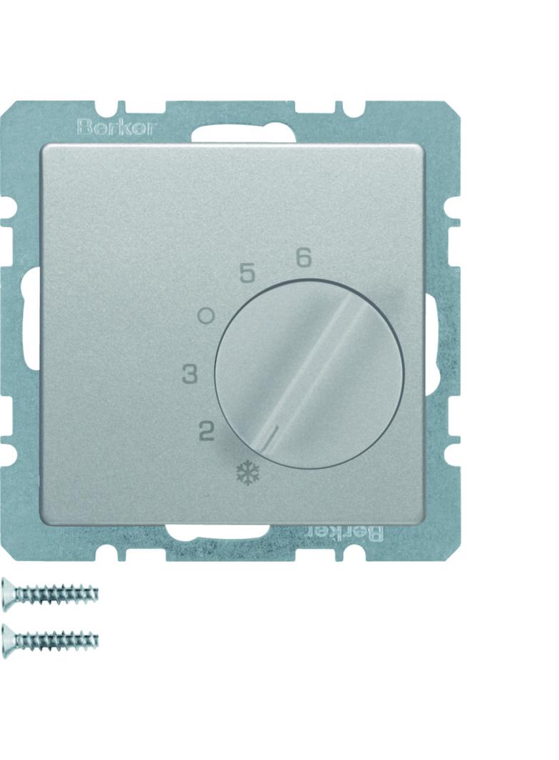 BERKER Q.x Regulator temperatury pomieszczenia z stykiem zmiennym i elementem centralnym aluminium a