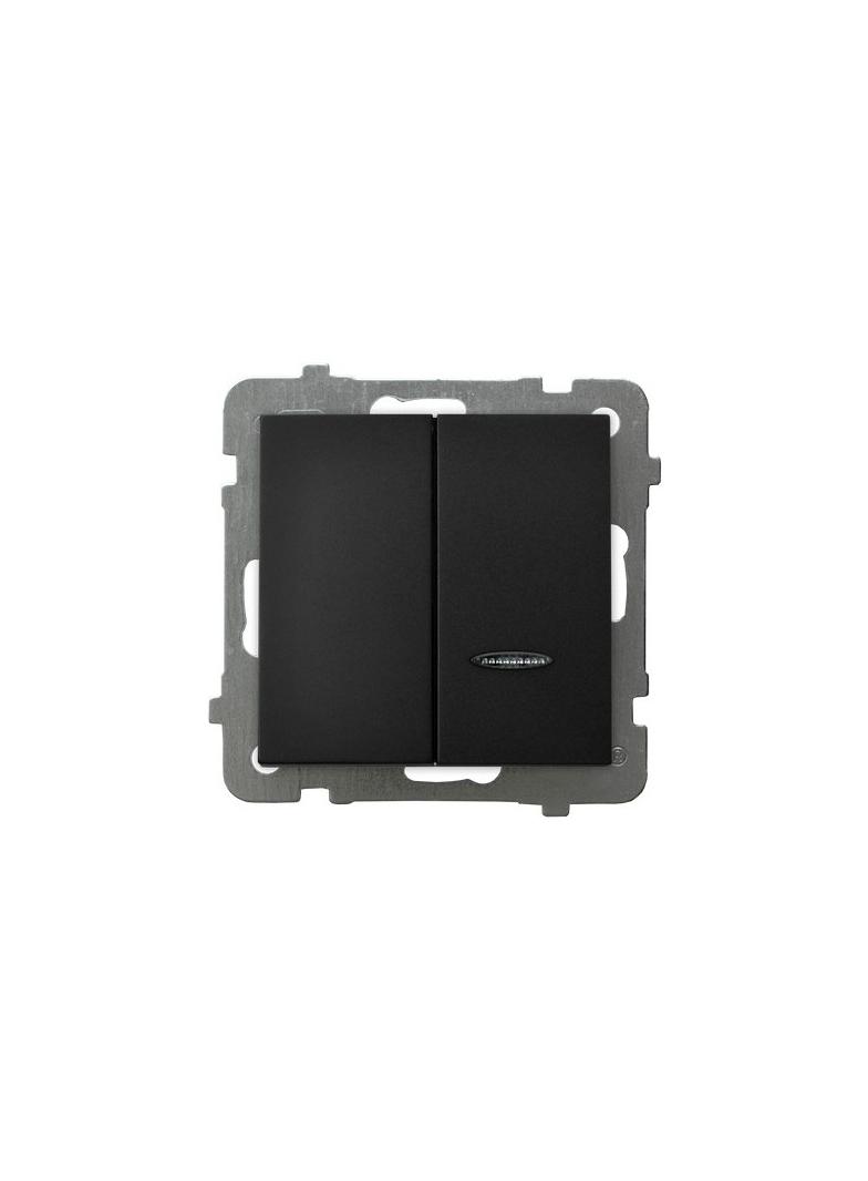 AS Łącznik dwugrupowy świecznikowy z podświetleniem niebieskim - kolor czarny metalik