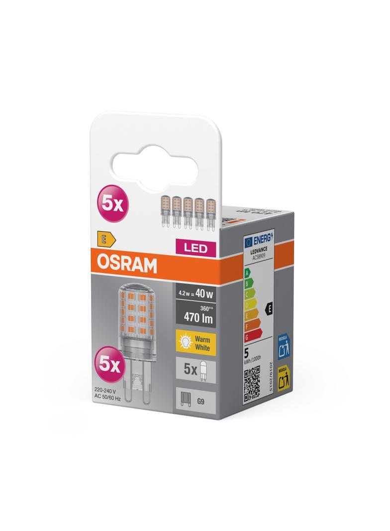 Lampa LED BASE SPECIAL PIN CL 40 non-dim 4.2W/827 G9 LEDVANCE - opk. 5 szt