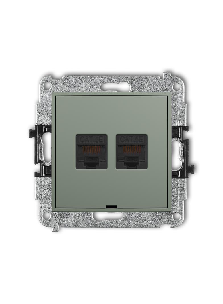 ICON Mechanizm gniazda komputerowego podwójnego 2xRJ45, kat. 5e, 8-stykowy, bez pola opisowego szałw
