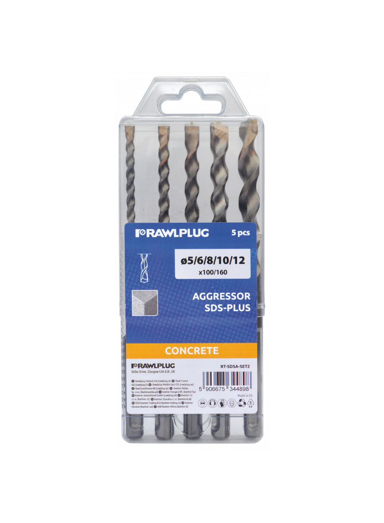 Zestaw wierteł 3szt. 6,8,10x100x160 mm AGGRESSOR SDS plus RT-SDSA-SET1 RAWLPLUG