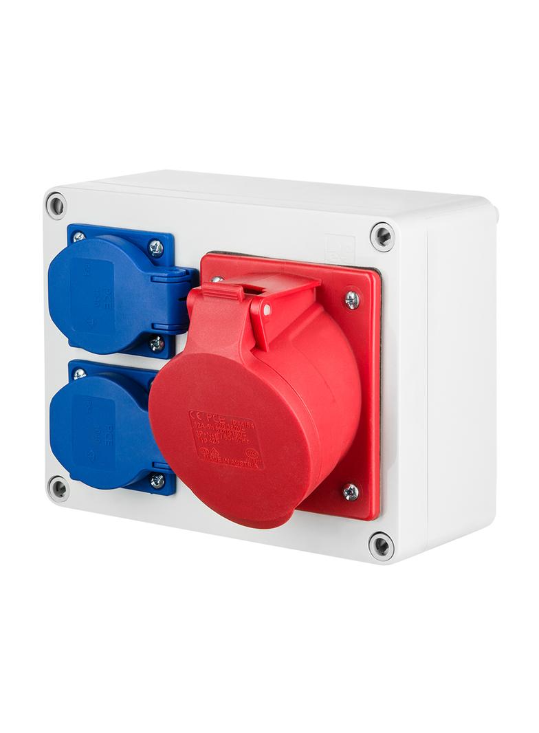 RS 2x2P+Z, 3P+N+Z 16A  IP 44 szara