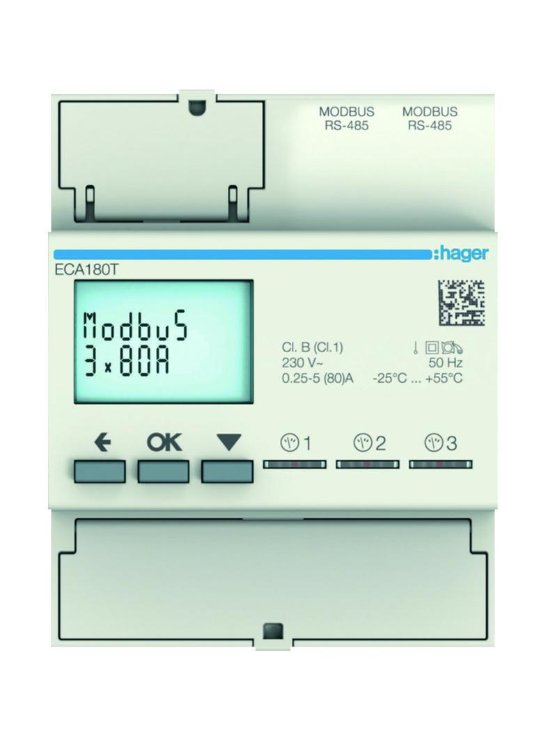 agardio.measure Licznik energii elektrycznej 1-fazowy, 3x80A 4M, AGARDIO ECA180T HAGER
