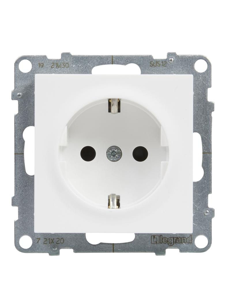 Suno Gniazdo Pojedyncze Z Uziemieniem Schuko 2P+Z 16A 250 V Z Przesłoną Zaciski Automatyczne Biały 721120 LEGRAND