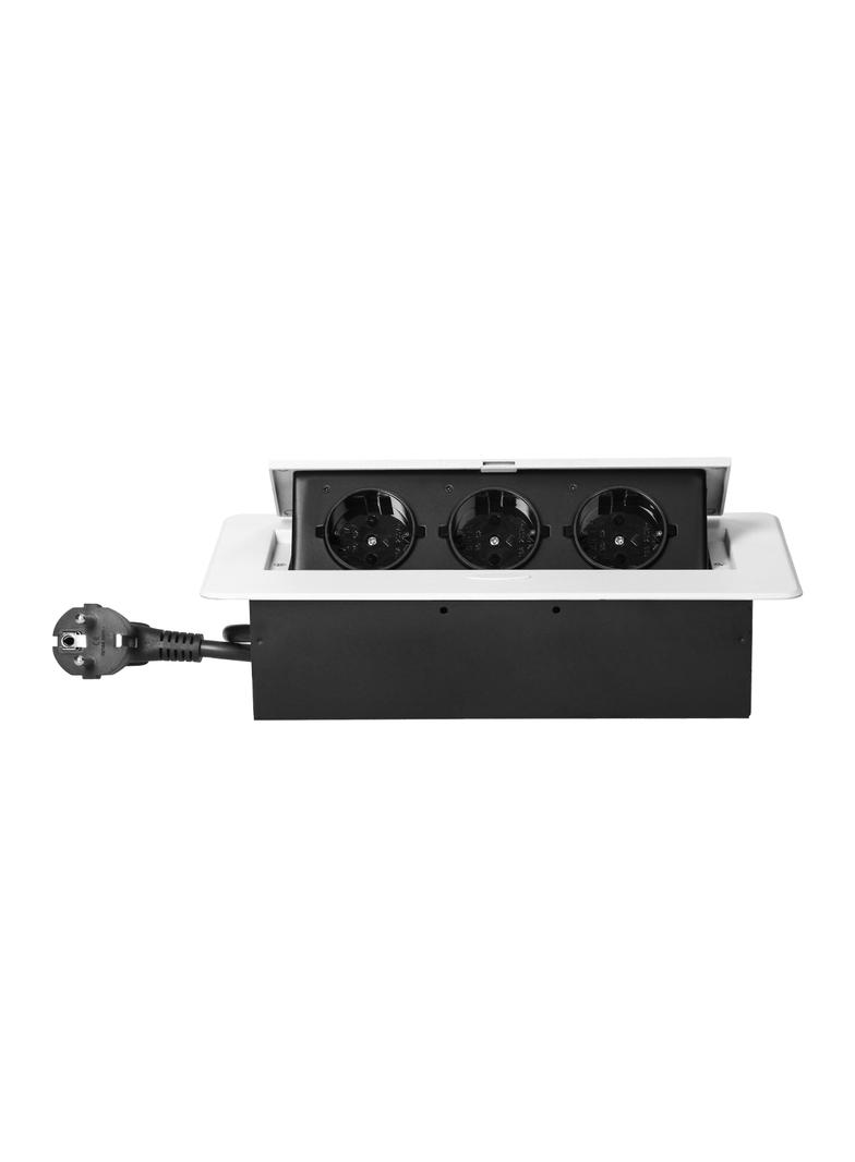 Gniazdo meblowe wpuszczane w blat z płaskim frezowanym rantem i przewodem 1,5m, 3x2P+Z (Schuko), bia OR-GM-9033(GS)/W ORNO