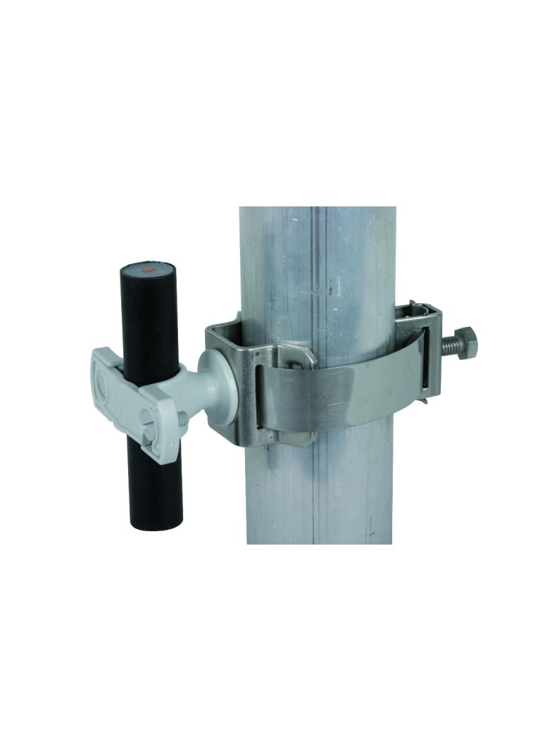 Wspornik do przewodu HVI 20 mm z obejmą taśmową, K-stal nierdzewna NIRO