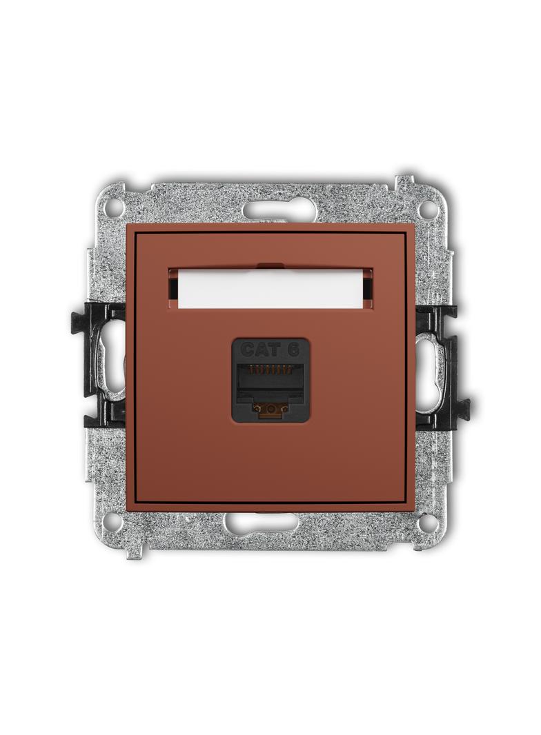 ICON Mechanizm gniazda komputerowego pojedynczego 1xRJ45, kat. 6, 8-stykowy terakota