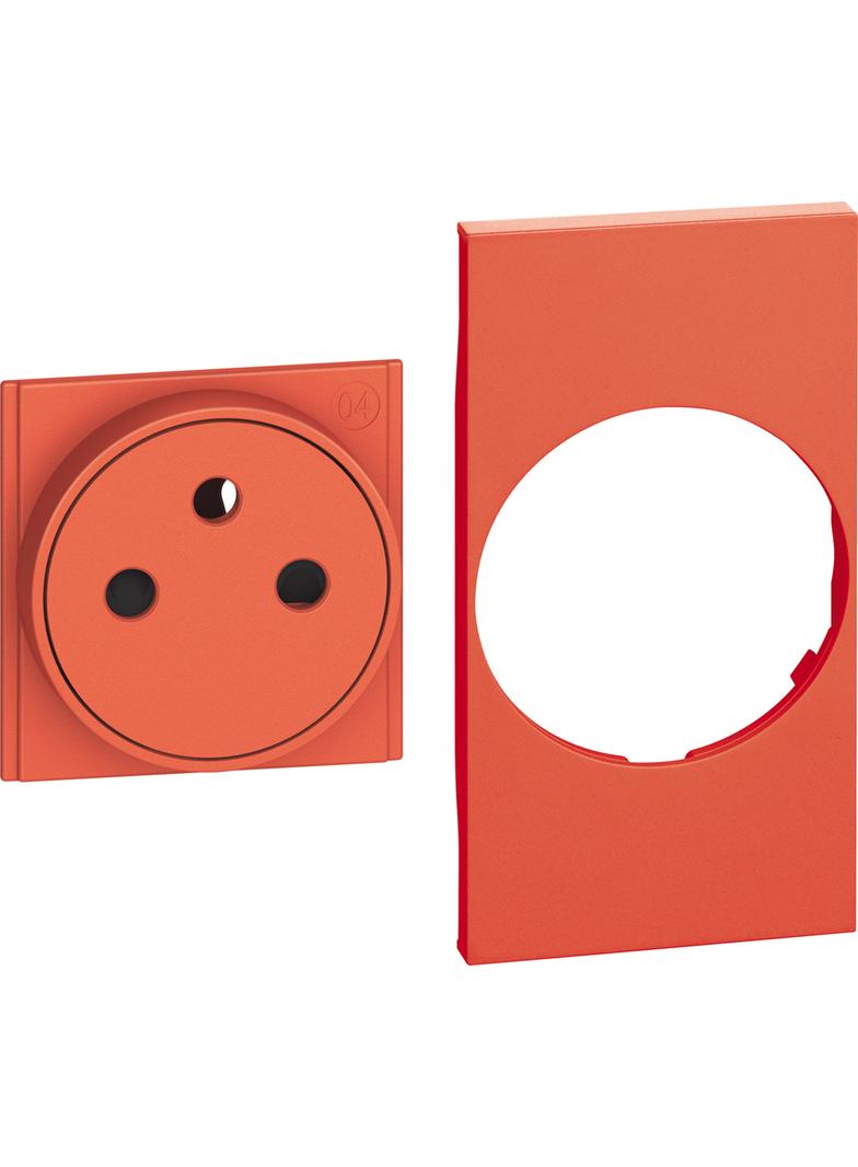 LIVING NOW - PLAKIETKA GNIAZDA PŁASKIEGO 2P+Z - 2 MODUŁY - CZERWONA, Bticino