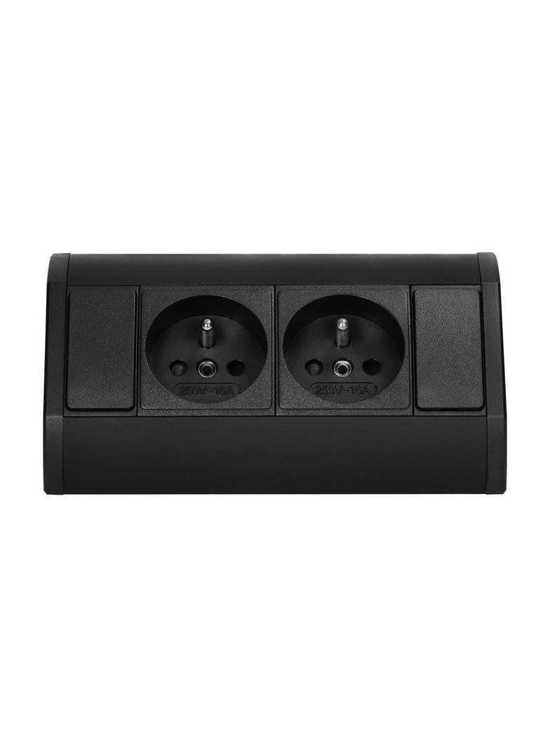 Gniazdo meblowe narożne z bolcem czarne kuchnia OR-GM-9005/B