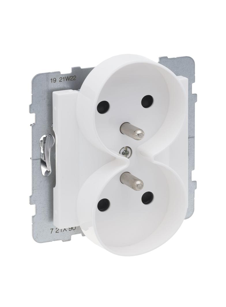 SUNO - Gniazdo 2X2P+Z z przesłoną - 16 A - 250 V~ - zaciski automatyczne - możliwość montażu w ramka