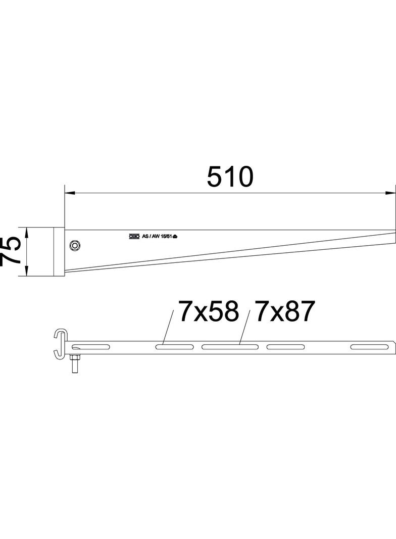 AS 15/51, WSPORNIK WIESZAKOWY 510MM FT