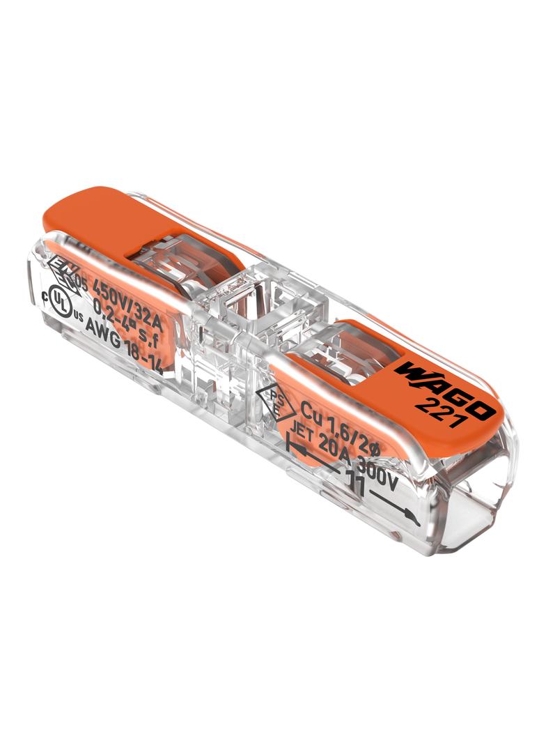 Szybkozłączka Złączka Instalacyjna Przelotowa 2x0,2-4,0mm2 Transparentna Inline 221