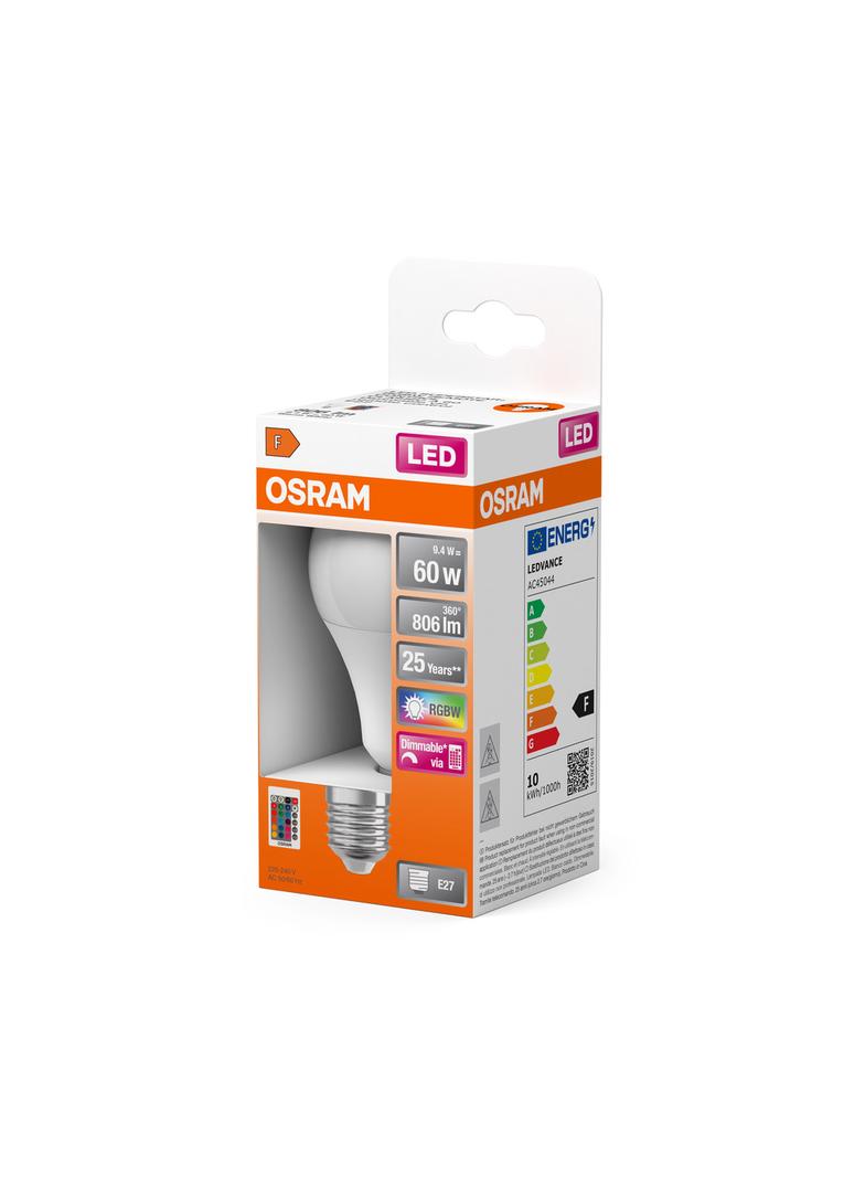 Lampa LED STAR+ CL A RGBWFR 60 dimmable via remote control 9,7W 827 E27