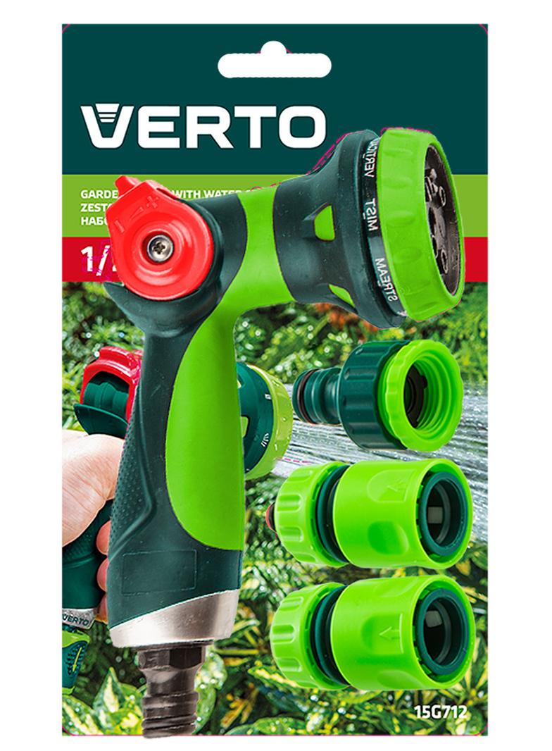 Zestaw z pistoletem zraszającym, złączkami, przyłączem do kranu 1/2"