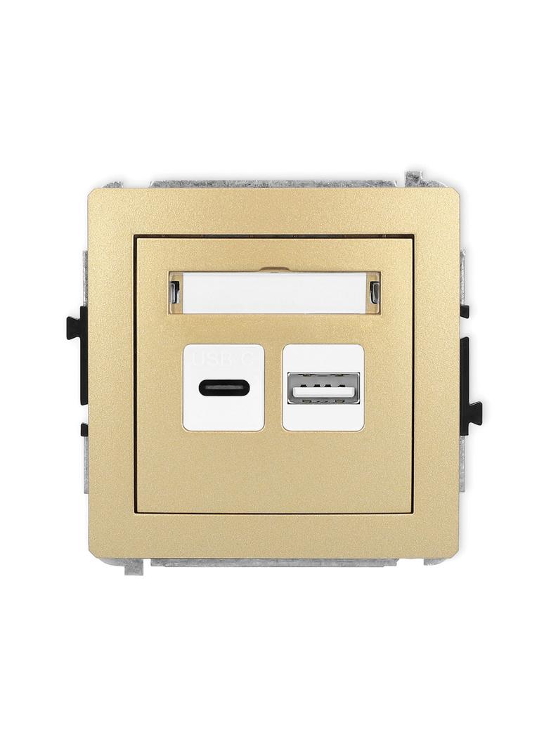 DECO Ładowarka USB podwójna USB C + USB A, 20W max. złoty 29DCUSB-8 KARLIK