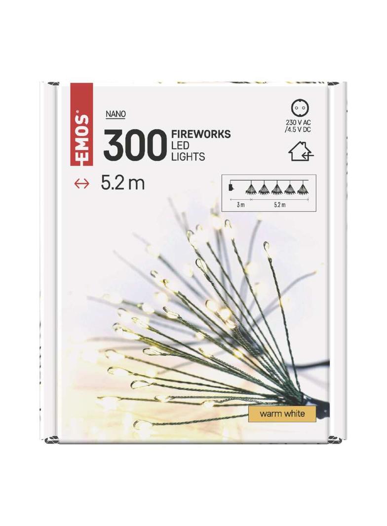 Lampki świąteczne nano łezki frędzle 300 LED 5,2 m ciepła biel IP20 timer D3AW10 EMOS