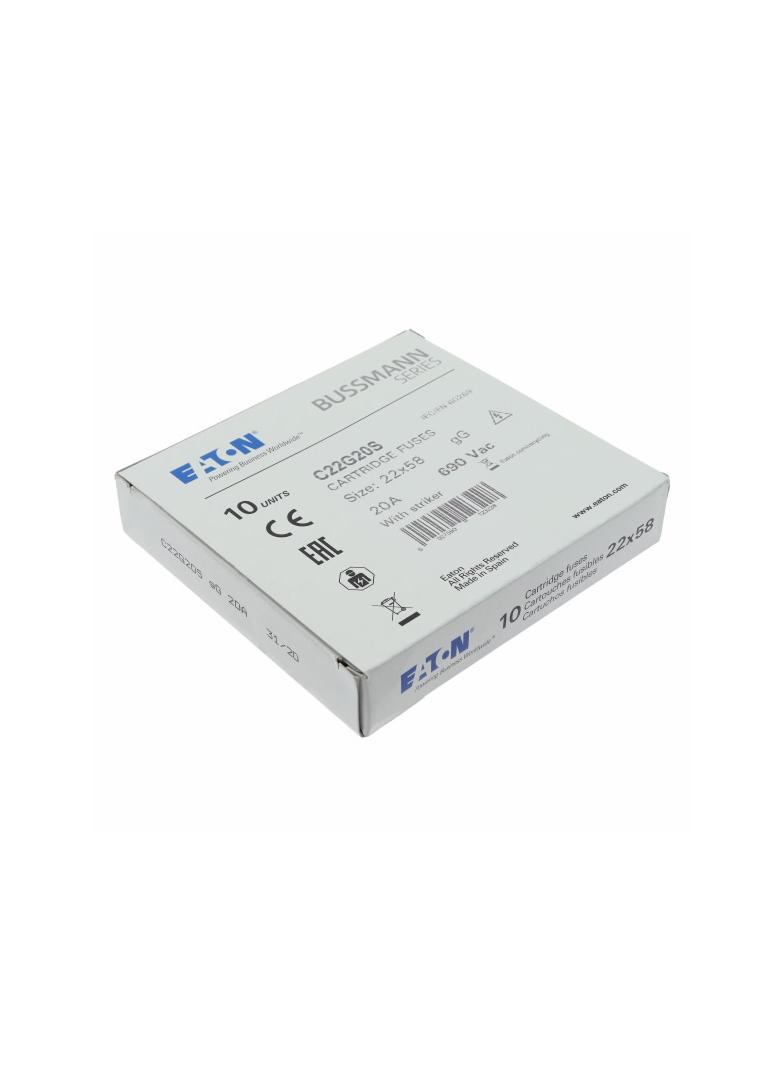 C22G20S Wkładka cylindryczna z wybijakiem 22x58 20A GG 690V C22G20S EATON