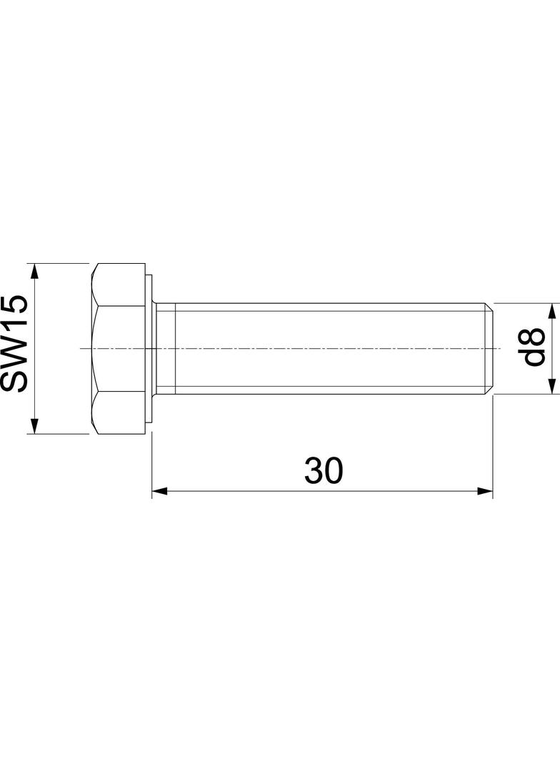 DIN933 M8x30 V4A, Śruba z łbem sześciokątnym