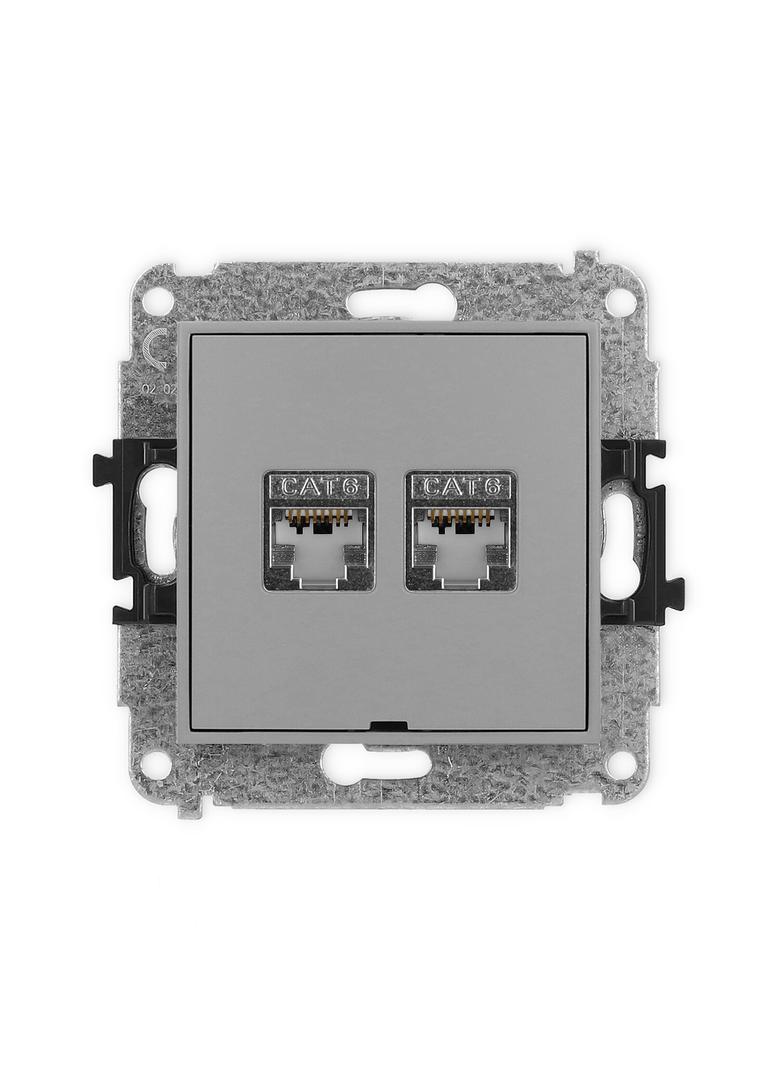 ICON Mechanizm gniazda komputerowego podwójnego 2xRJ45, kat. 6, ekranowany, 8-stykowy, bez pola opis