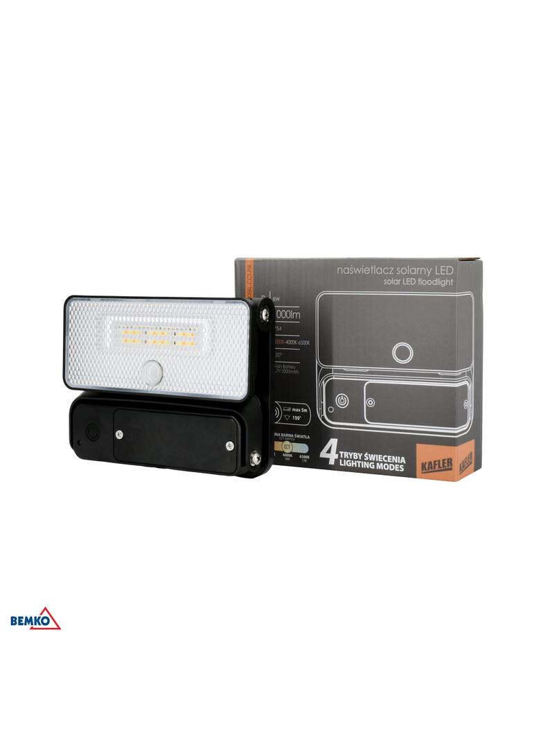 NAŚWIETLACZ LAMPA SOLARNA LED 3 barwy świecenia SOKER 8W 1000lm 3000K/4000K/6500K IP54 CZARNY Czujni