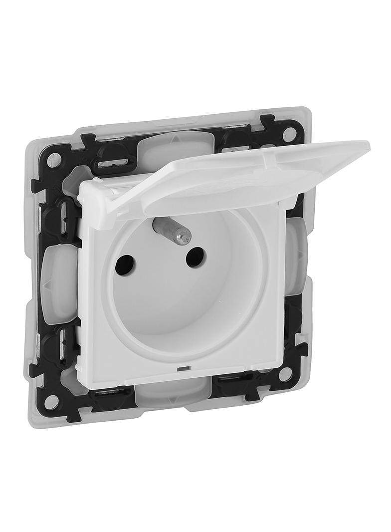 VALENA LIFE GNIAZDO 2P +Z Z PRZESŁONĄ BIAŁE, Legrand