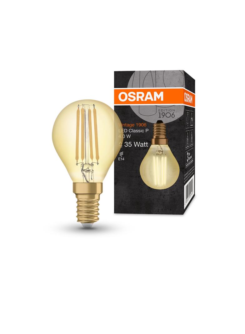 Żarówka LED Vintage 1906 LED CL P FIL GOLD 35 non-dim 4W/825 E14 4058075293496 LEDVANCE