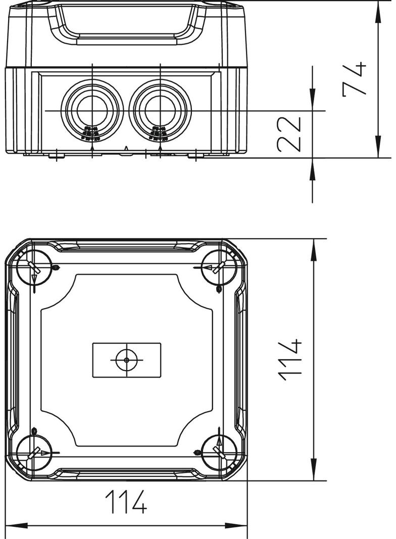 T 60 HD TR, Puszka odgałeźna pokrywa przeźr.