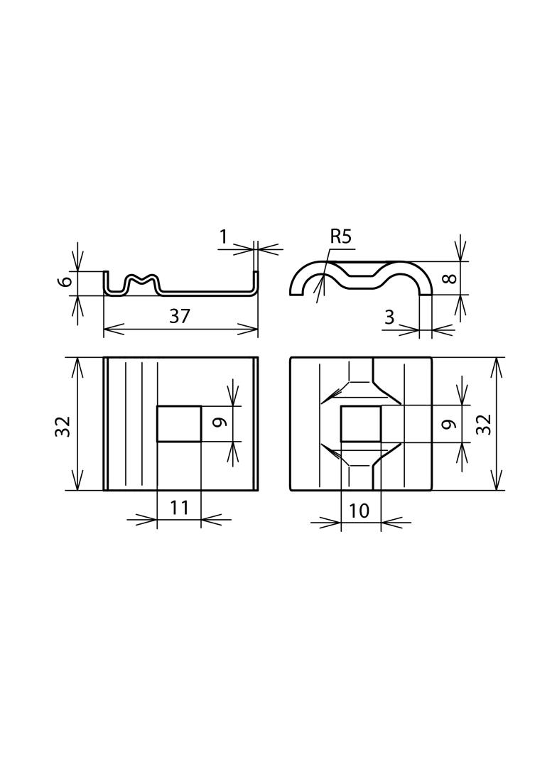 Zacisk uziemiający UNI, M8, do drutu 8-10 mm i przewodu PE 4-50 mm2, bez śruby, NIRO