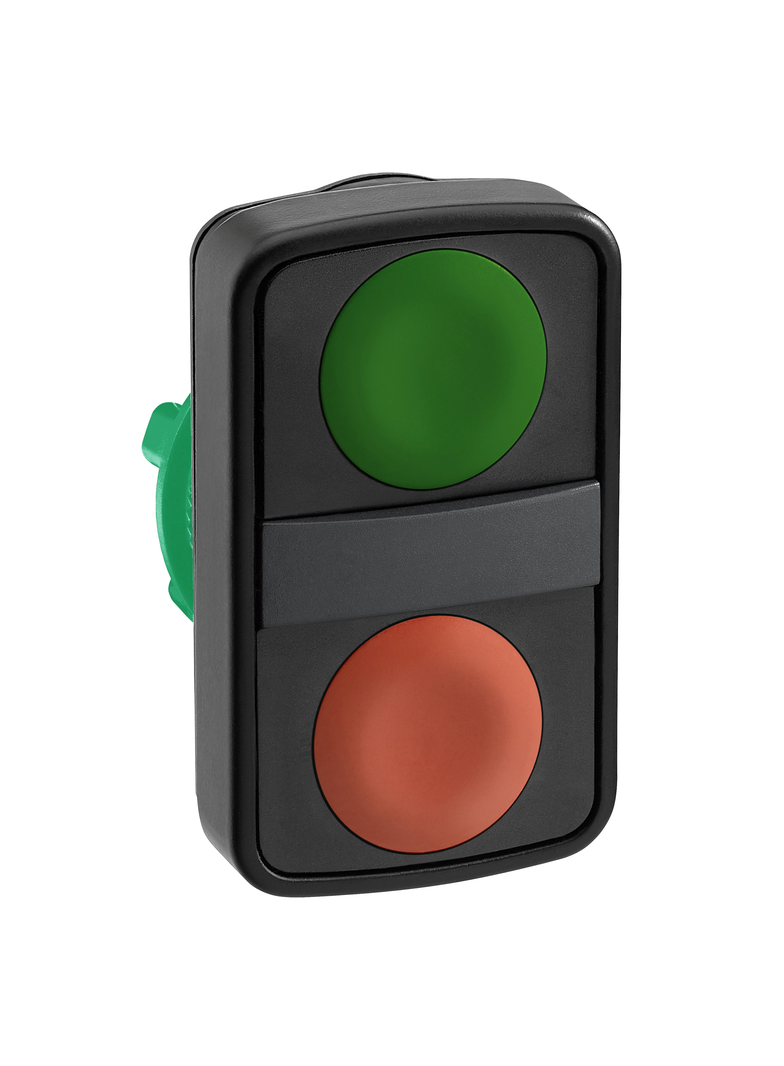 Harmony XB5 Główka przycisku podwójnego płaski zielony/czerwony z samopowrotem metalowy ZB5AA7340