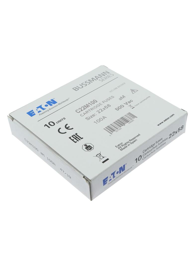 CYLINDRICAL FUSE 22 x 58 100A AM 500V AC Wkładka cylindryczna 22 x 58mm 100A AM 500V AC C22M100 EATO