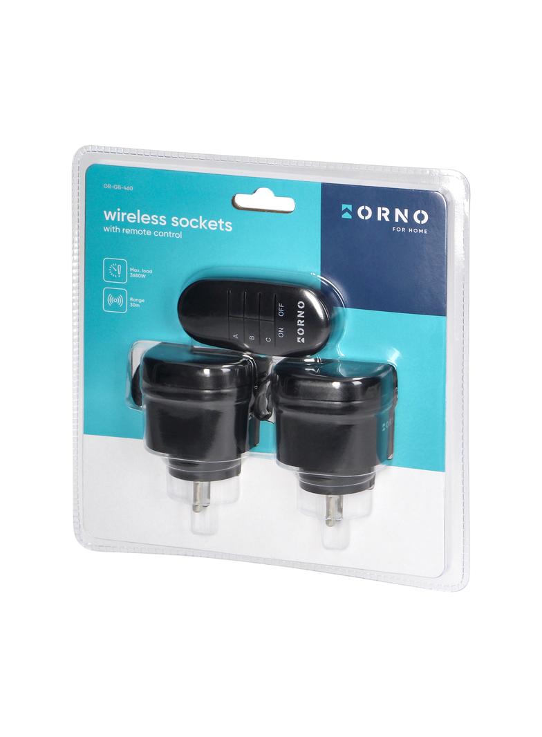 Zestaw bezprzewodowych mini gniazd sterowanych pilotem 2+1 IP44 ORNO