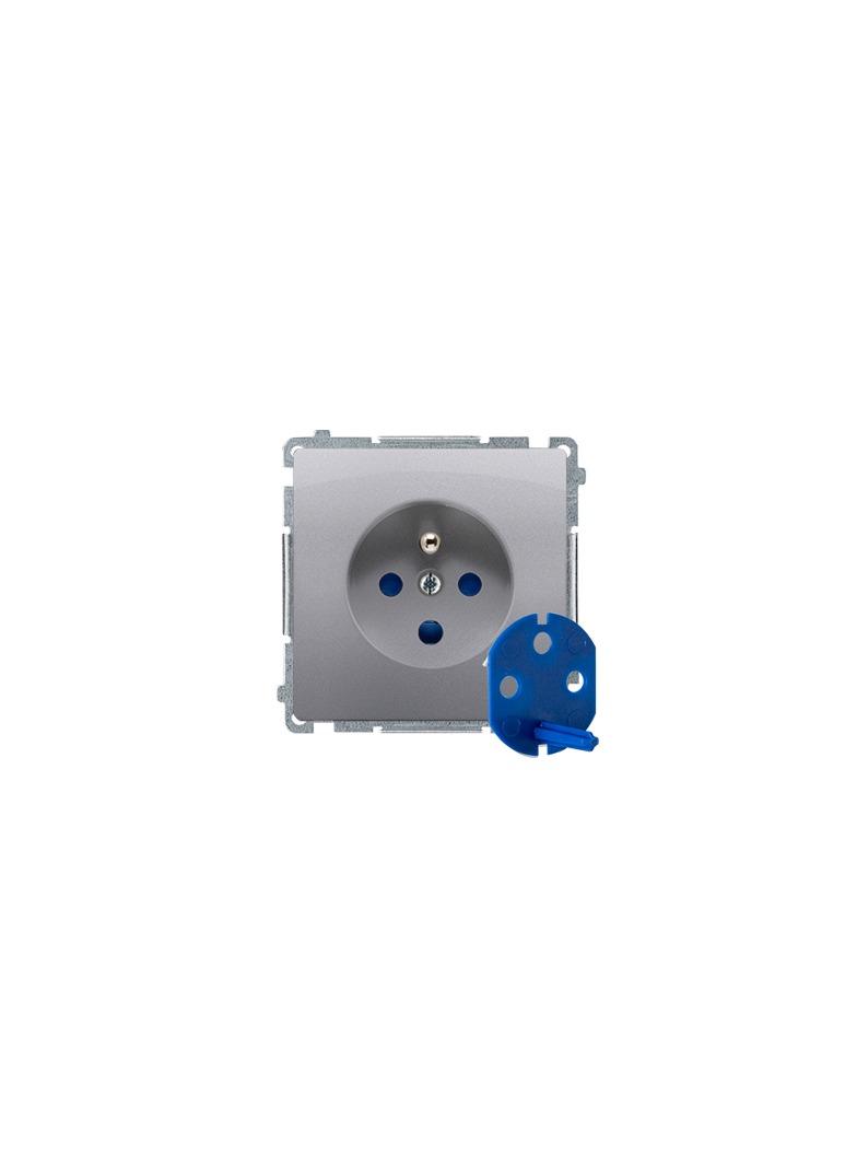 Simon Basic Gniazdo wtyczkowe DATA z uziemieniem i kluczem uprawniającym 16A 250V zaciski śrubowe stal inox BMGD1.01/21 KONTAKT