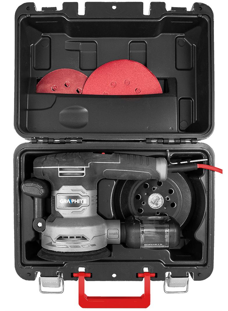 Szlifierka mimośrodowa 450W, tarcza 125/150 mm, walizka