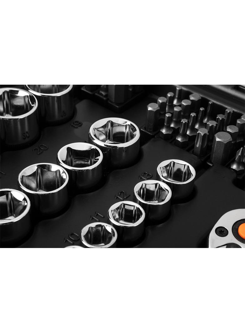 Klucze nasadowe 1/2", 1/4", zestaw 73 szt., CrV