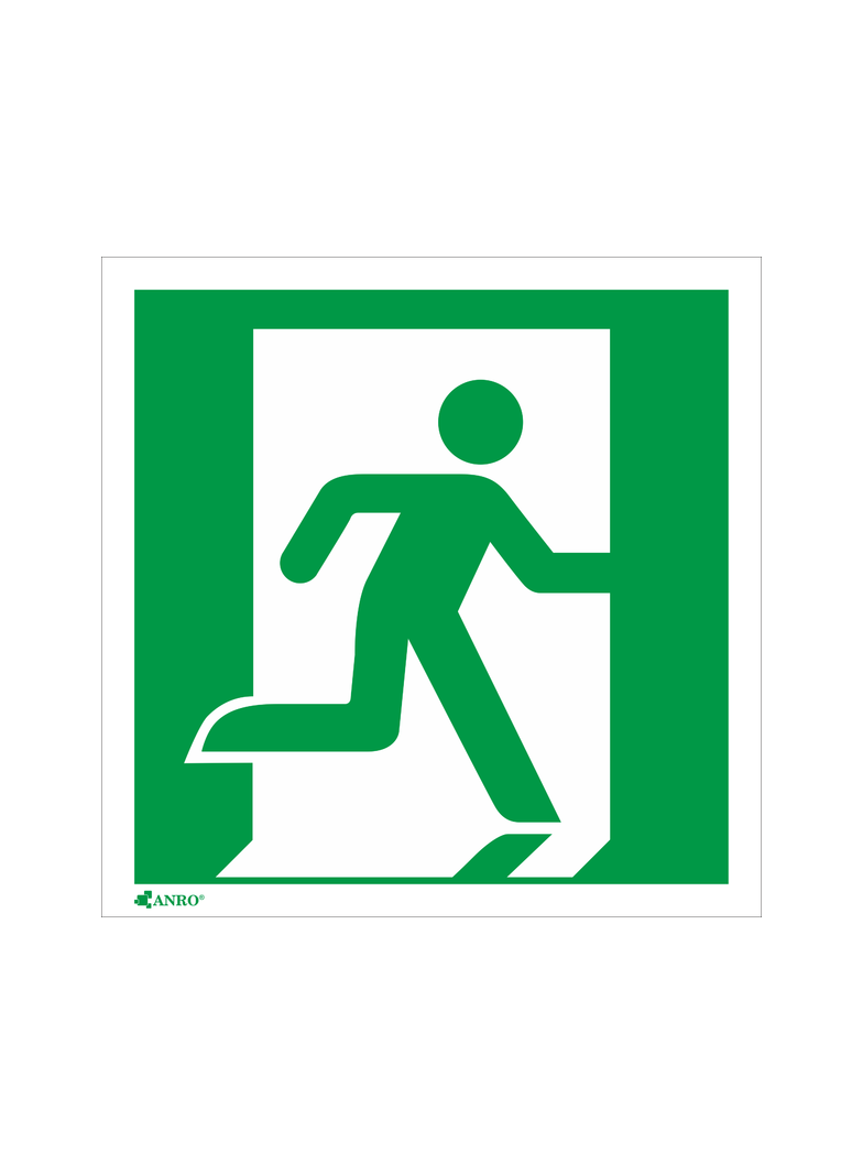 DRZWI EWAKUACYJNE W PRAWO 150X150 FOLIA SAMOPRZYLEPNA