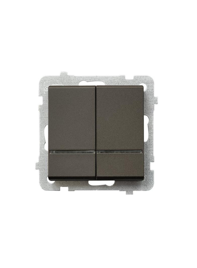 SONATA Łącznik dwugrupowy świecznikowy z podświetleniem niebieskim - kolor czekoladowy metalik